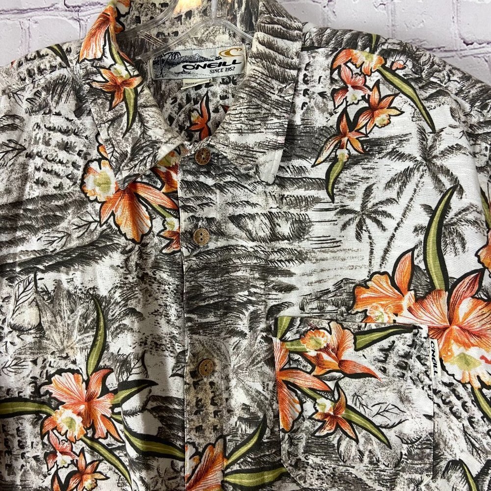 Sold* O'Neill Men's Casual Button Down Shirt - Orange Floral - Picture 2 of 8